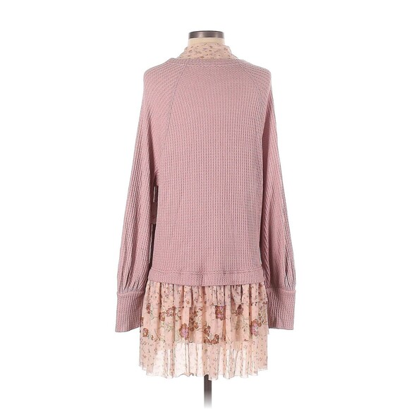 FREE PEOPLE Pink Floral Opposites Attract Mini Sweater Dress - S - Picture 2 of 2